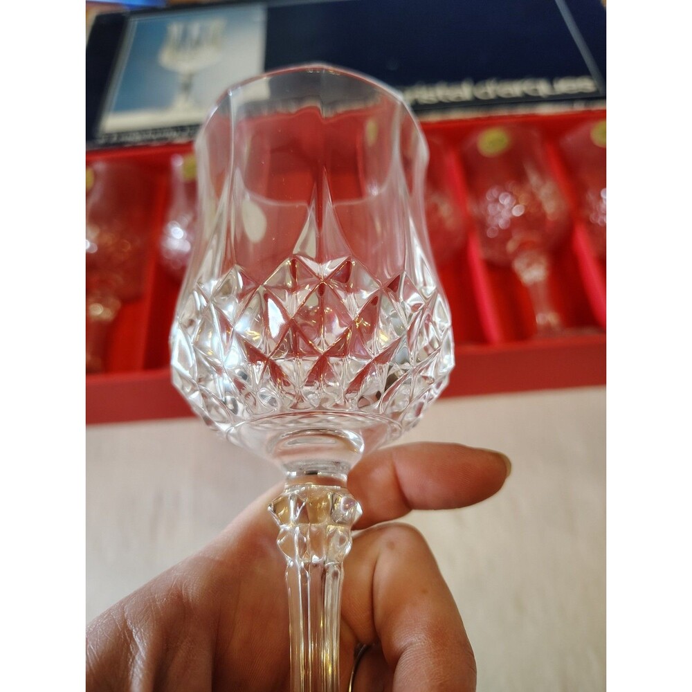 Vtg 6 Pc Cristal D'Arques 5.9oz Longchamp Genuine Lead Crystal Wine Glasses NIB - Picture 5 of 9